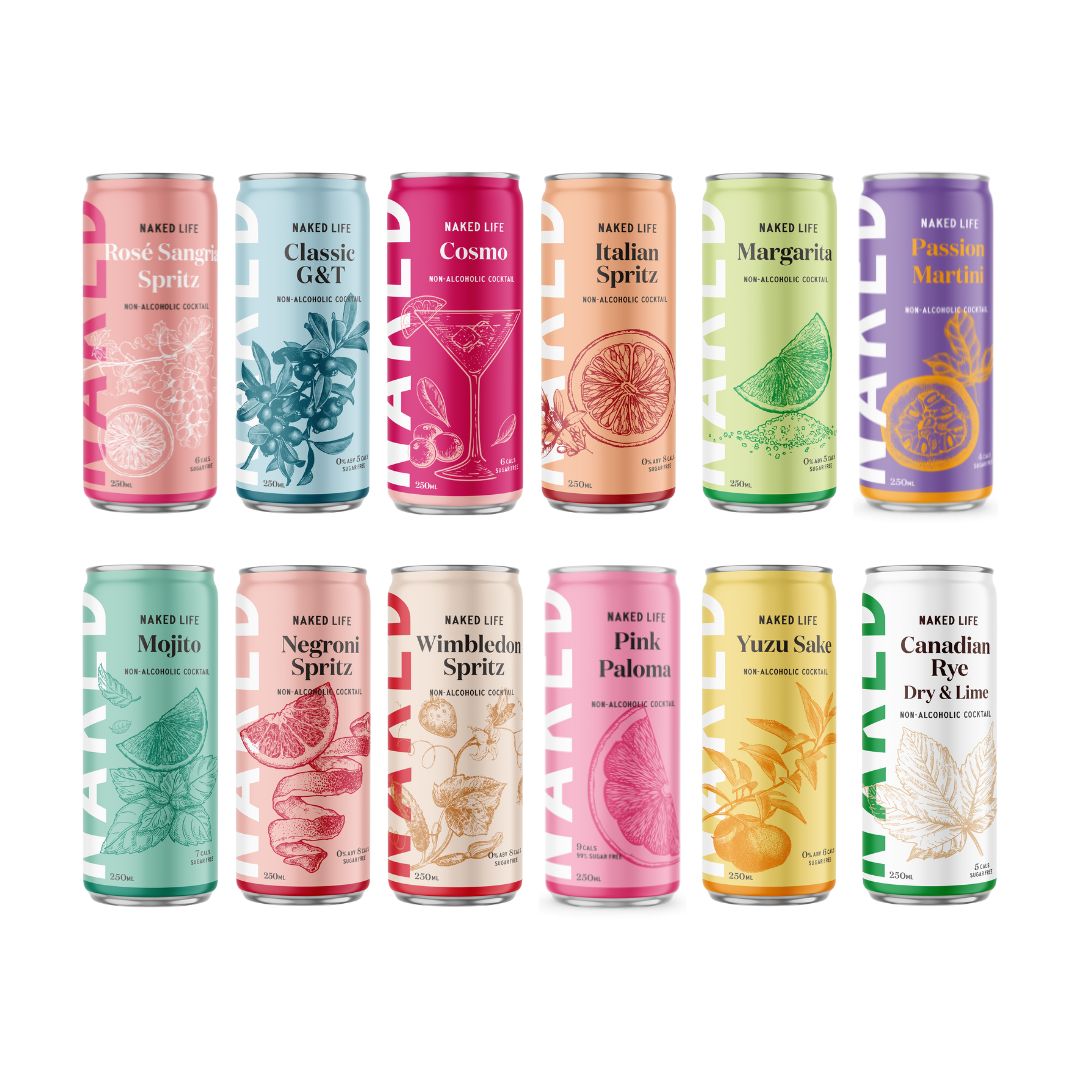 Naked Life Non-Alcoholic Cocktail Sampler Dozen - 12 x 250ml Cans – Naked  Life Non-Alcoholic Spirits