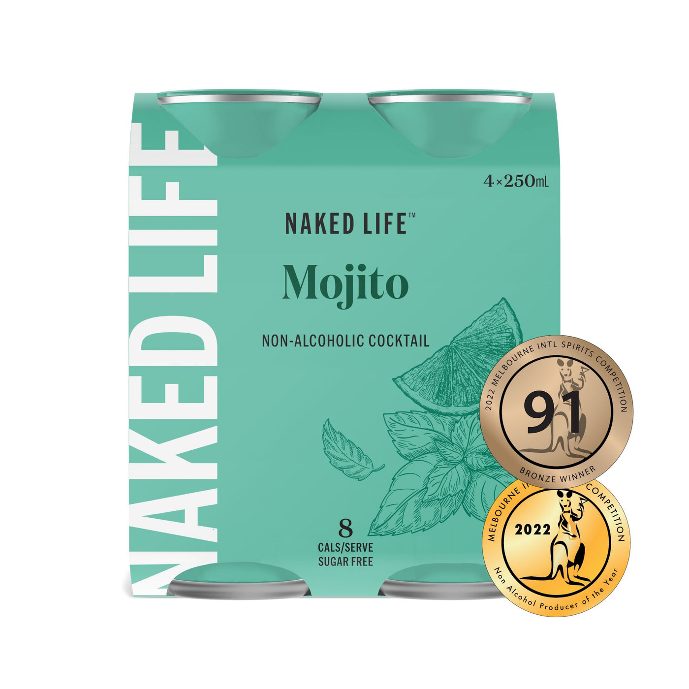 Naked Life Non-Alcoholic Cocktail Mojito - 6 x 4 x 250ml Cans