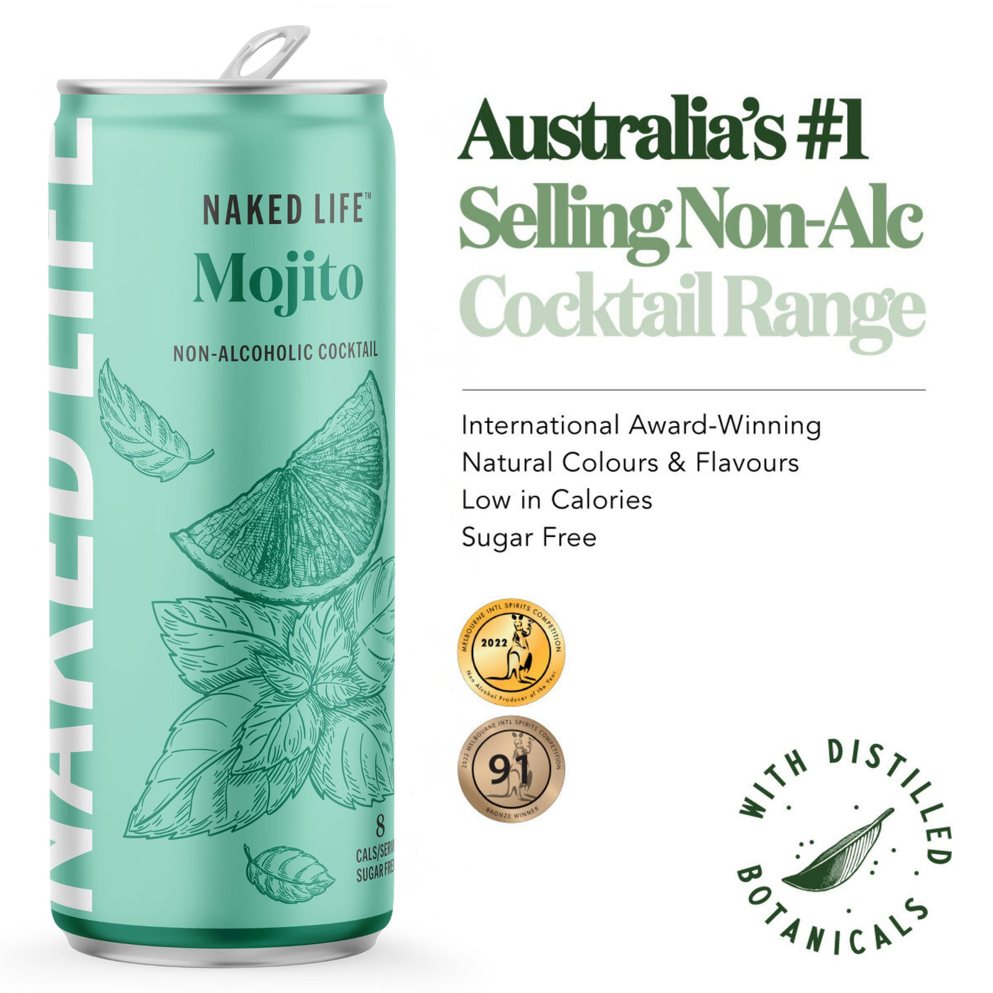 Naked Life Non-Alcoholic Cocktail Mojito - 6 x 4 x 250ml Cans