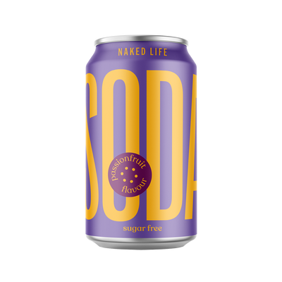 Sugar Free Passionfruit Soda 12 x 330ml Cans Naked Life