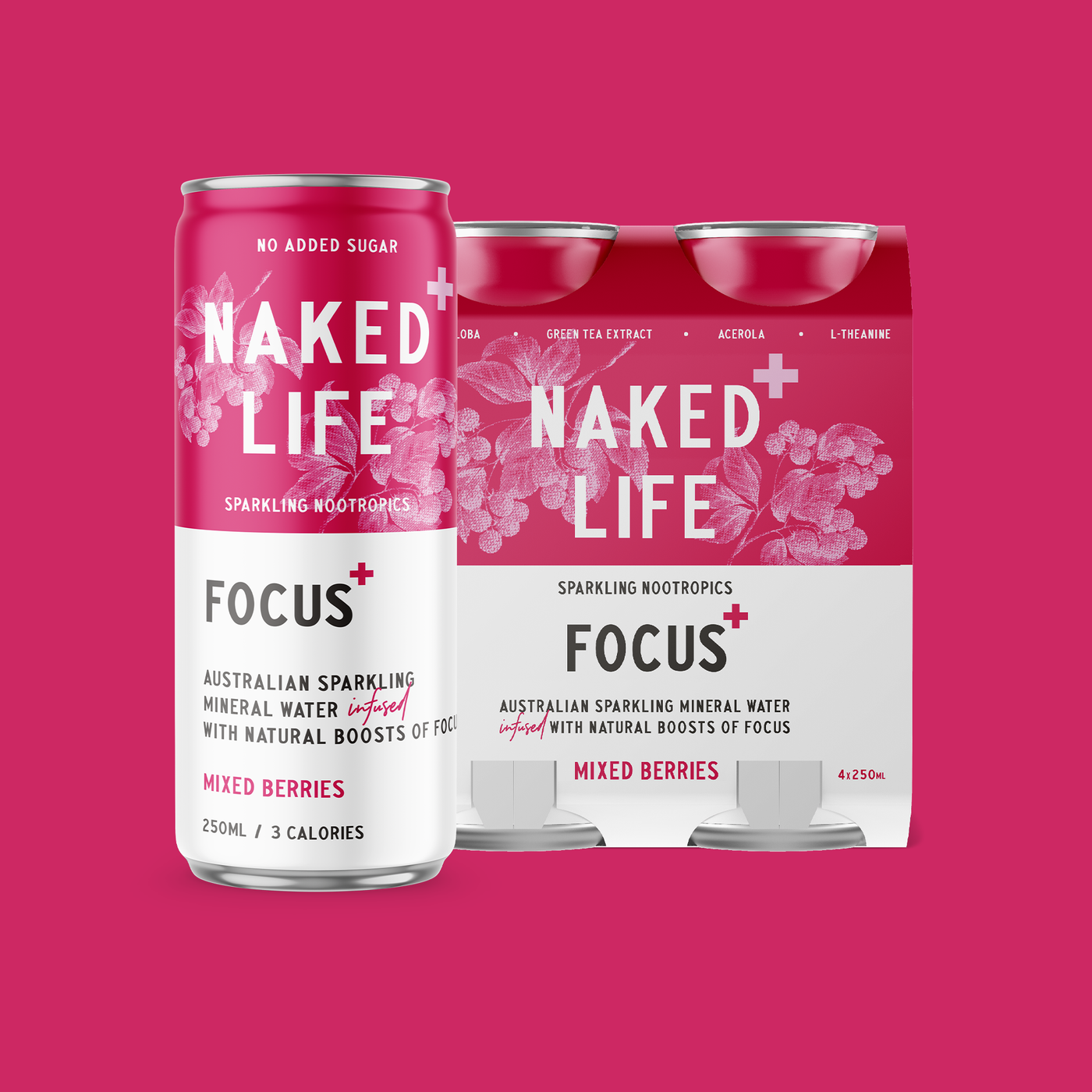 Mixed Berries FOCUS Nootropics 12 x 250ml Cans Naked Life