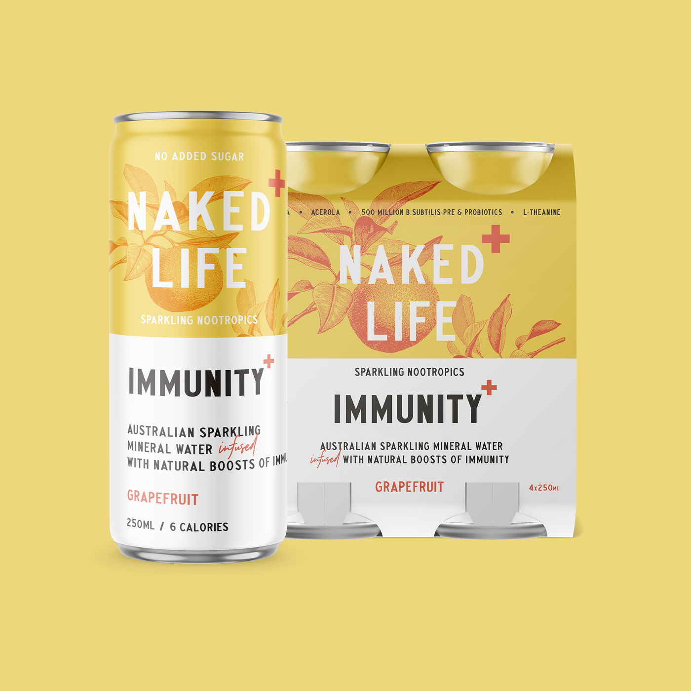 Immunity - Grapefruit Sparkling Nootropics 12 Pack Naked Life